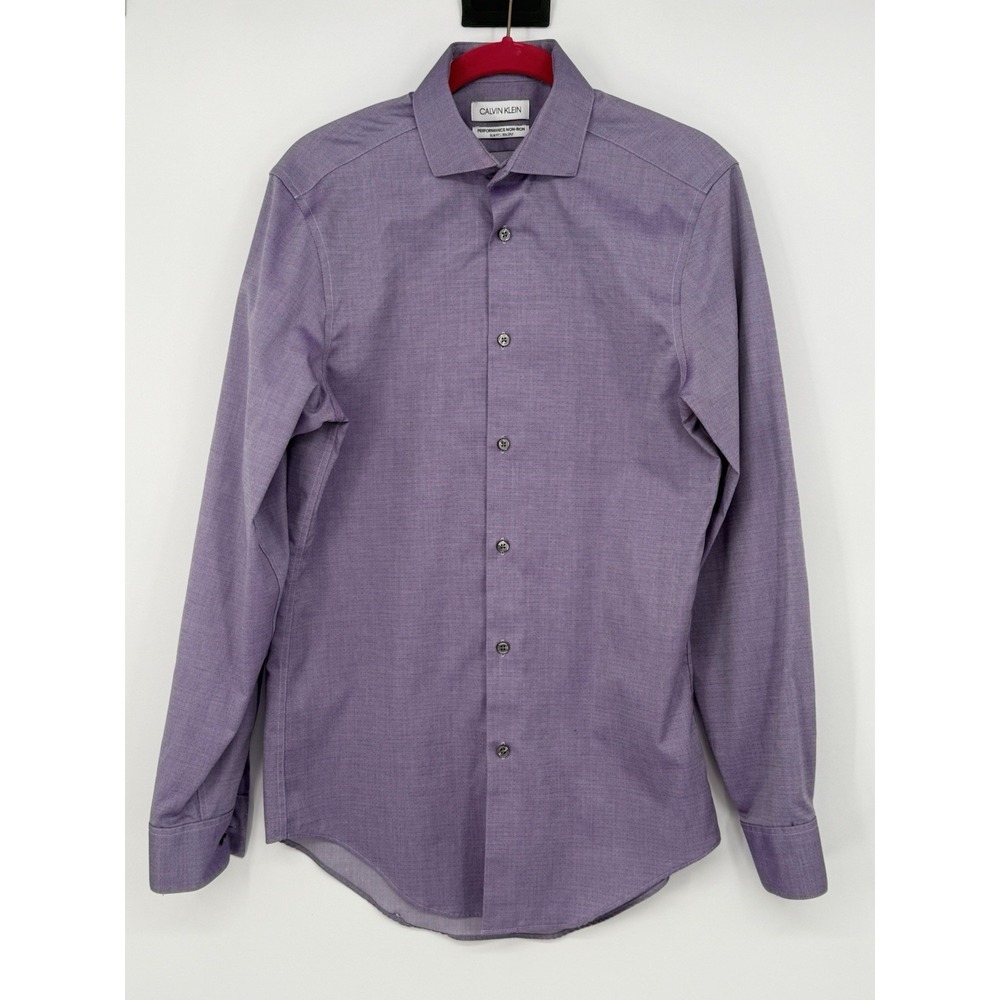 Calvin Klein Long Sleeve Button Down Shirt Slim Fit Purple Men's Large